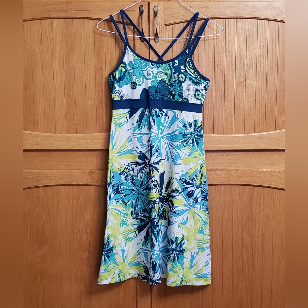 prAna Sundress size Medium White, Blue, and Green